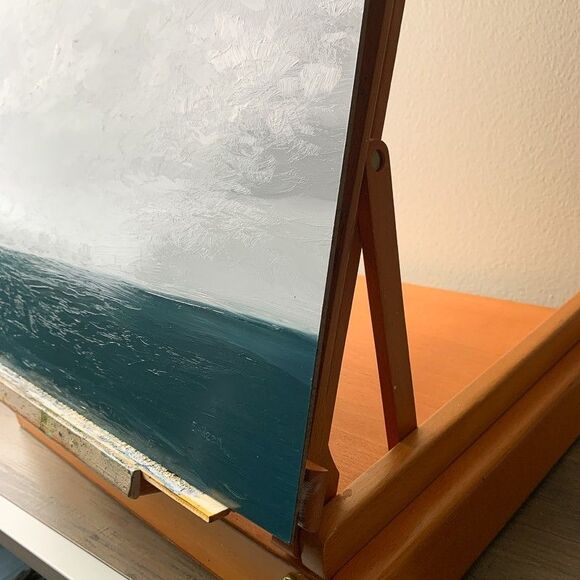 Original Seascape Oil Painting Ocean & Sky Clouds Coastal Wall Art 16x20" Signed - Picture 2 of 9